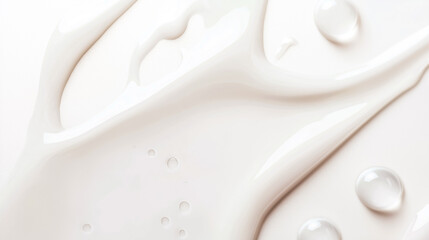 Fototapeta premium A close-up view of creamy white substance with droplets, perfect for culinary and skincare products.