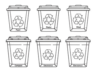 minimalist style recycling bin line art icon for eco awareness