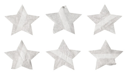 Set of stars sign with white paper stickers, Copy space for text preview tags labels elements design, isolated on white background, png
