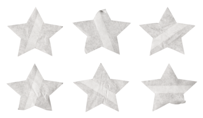 Set of stars sign with white paper stickers, Copy space for text preview tags labels elements design, isolated on white background, png