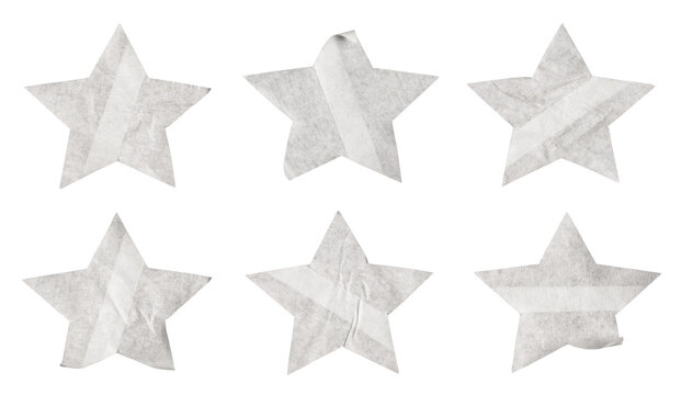 Set of stars sign with white paper stickers, Copy space for text preview tags labels elements design, isolated on white background, png