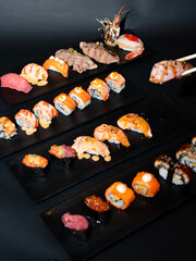 Grand Assortment of Premium Japanese Sushi and Nigiri Platters