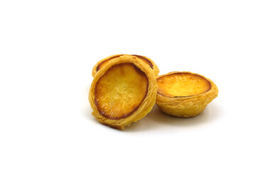 Egg tart the delicious crispy bakery on  white background