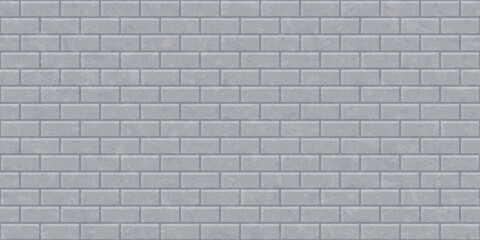 Fototapeta premium Seamless pattern of grey brick wall for kitchen backsplash, interior decoration, plastic panel, building outdoor design. Abstract background with texture of rough distress effect, vector illustration