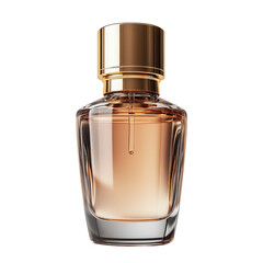 Naklejka premium Elegant perfume bottle with golden cap isolated against solid area on transparent background