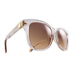 Shop clear frame sunglasses with brown gradient lenses fashion eyewear for women summer style trend