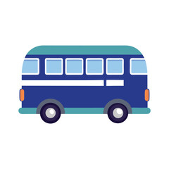 Blue and teal cartoon school bus vector illustration minimalist design flat style