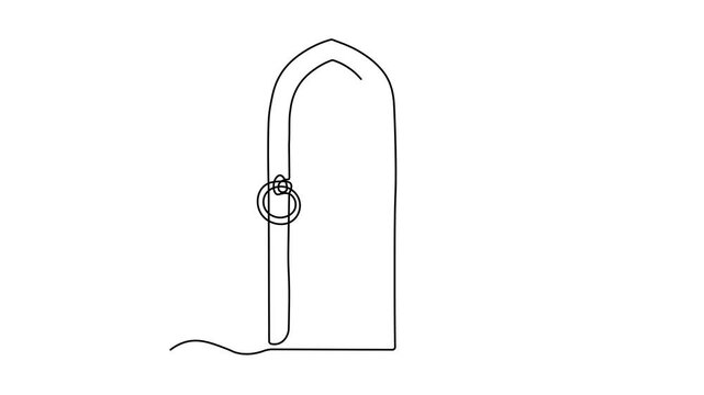 Abstract antique door, Self drawing animation one continuous line draw, logo