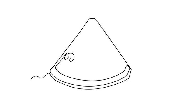 Abstract piece of watermelon, Self drawing animation one continuous line draw, logo