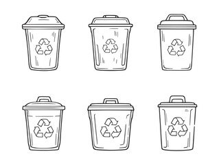 modern recycling bin line art with clear bold stroke design