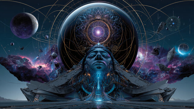 Space dj fest flyers, music party posters