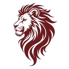 Majestic Lion Head Profile In Maroon