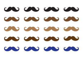 Colorful Stylized Vector Mustache Grid  Icon Set (Black, Brown, Blue)