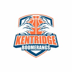 The image showcases nine basketball-themed logo designs for a team called “Kentridge...