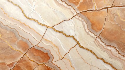 Fototapeta premium Marble texture background with orange and beige veins