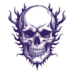 Stylized Skull Illustration With Fire
