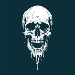 Stylized Skull In White Drips Down