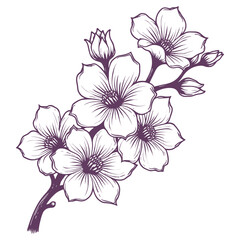Elegant Floral Branch Hand Drawn