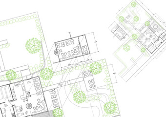 Obraz premium Floor plan designed building on the drawing.