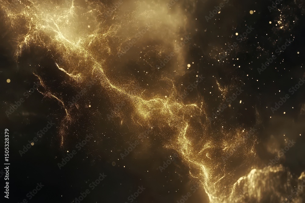 Poster Bokeh background with golden particles creating a dynamic abstract motion effect, Abstract motion background bokeh golden particles effect video