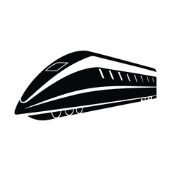 Simple black and white vector illustration of a modern high speed train