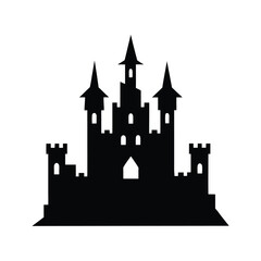 Silhouette of a fantasy castle with towers and battlements in black