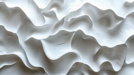 Obraz premium Abstract Sculptural Waves in Soft White Tones and Textured Patterns