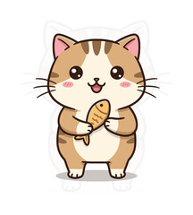 Cat with Fish Snack EPS