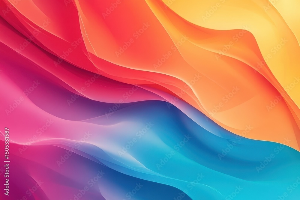Poster Vivid fluid color background capturing the essence of movement and tranquility in a harmonious blend, vivid and fluid color background