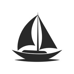Simple monochrome vector illustration of a classic sailboat on white background