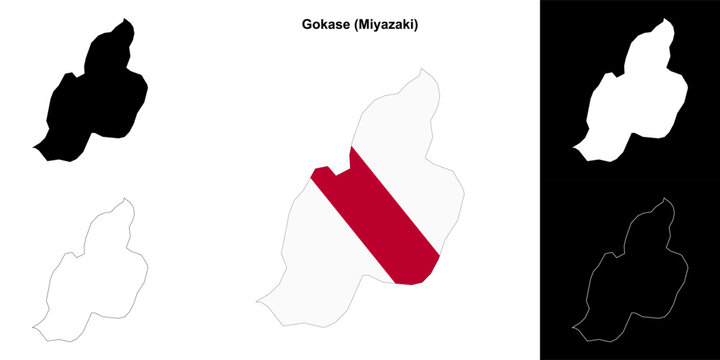 Gokase (Miyazaki) outline map set