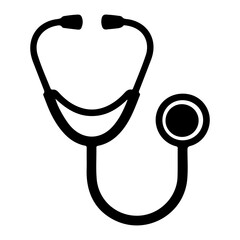 Stethoscope black icon Silhouette vector style on white background