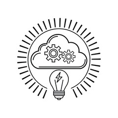 Innovation idea brainstorming creative cloud technology with gears, lightbulb concept for solution