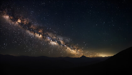 Fototapeta premium The night sky is lit by the moonlight, Serene night sky glowing vibrantly with countless radiant stars and softly shimmering nebula clouds