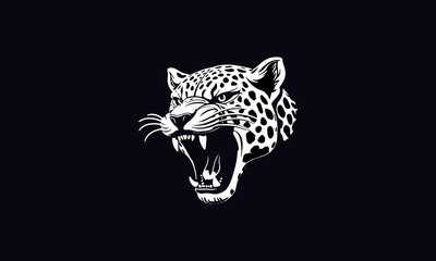 jaguar head vector, black and white jaguar head illustration