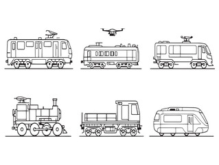 Rail inspection vehicle line art simple elegant outline sketch
