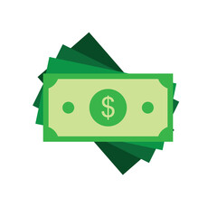 Dollar currency banknote icon in flat style. Dollar cash vector illustration on white isolated background.