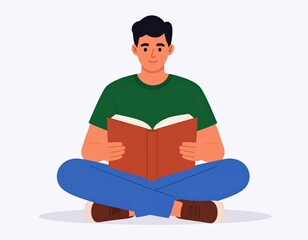 Man Sitting Reading Book
