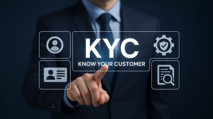 personal information identification with human engagement in KYC verification highlighting know your customer concept for financial client authentication and identity technology