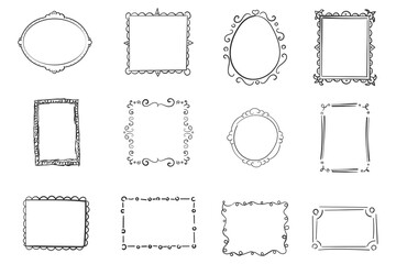 PNG art hand drawn outline vintage decorative banner doodle sign background card rectangle black ornament ink scribble cute picture

