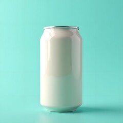 Pristine Coconut Milk Can on Tranquil Aqua Background