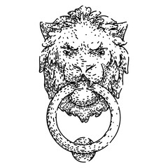 traditional iron door knocker sketch hand drawn vector