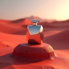 Sophisticated Silver Scent Bottle on Red Sandstone Desert Oasis