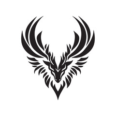 Obraz premium Vector illustration of a mythical dragon in an artistic style depicting power, mystery and fantasy elements.