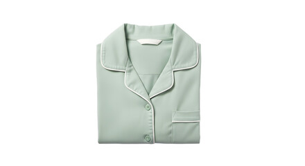Folded Green Pajama Top with White Trim