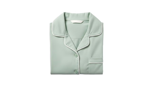 Folded Green Pajama Top with White Trim