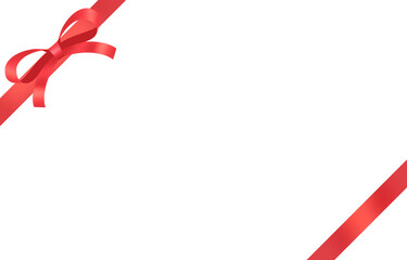 赤いリボンのフレーム　シンプル　メッセージカード