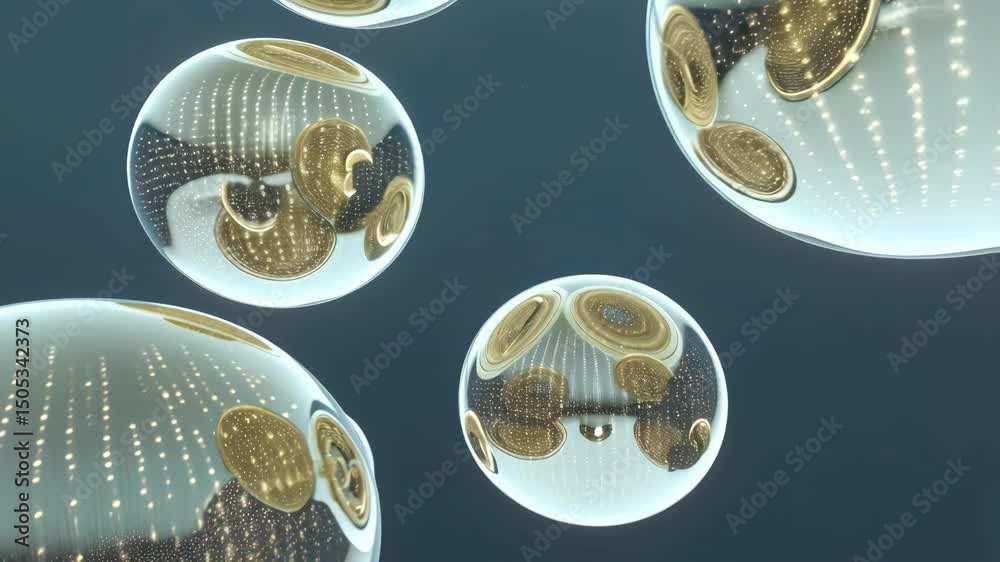 Poster abstract shapes floating and rotating slowly in space with soft gradients