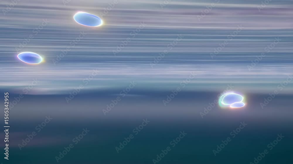 Poster abstract bubbles floating and rotating slowly in a blurred background