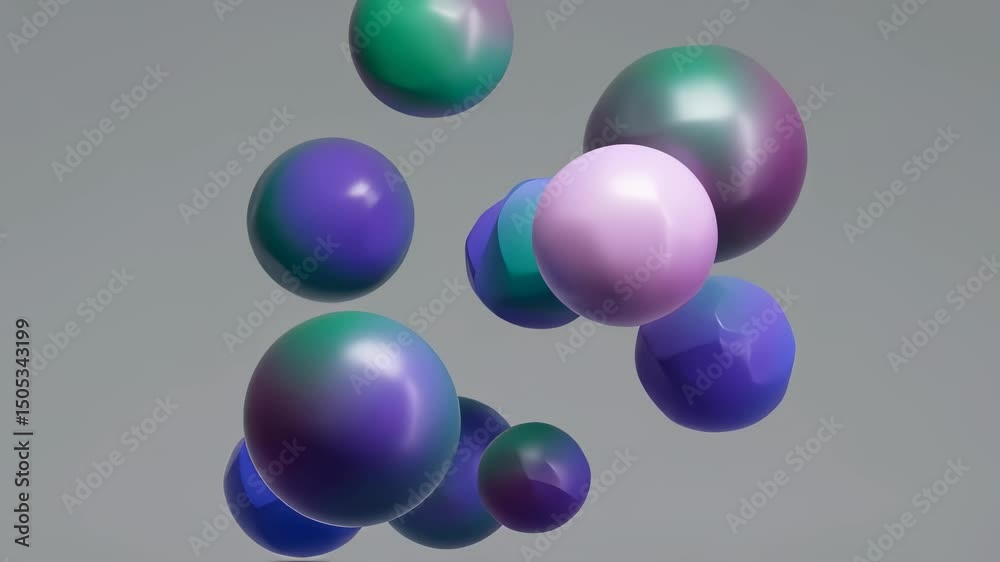 Poster abstract shapes floating and rotating in space with soft gradients